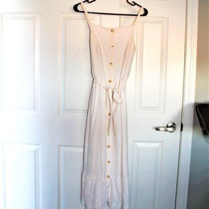 Eyelet Cream Midi Dress